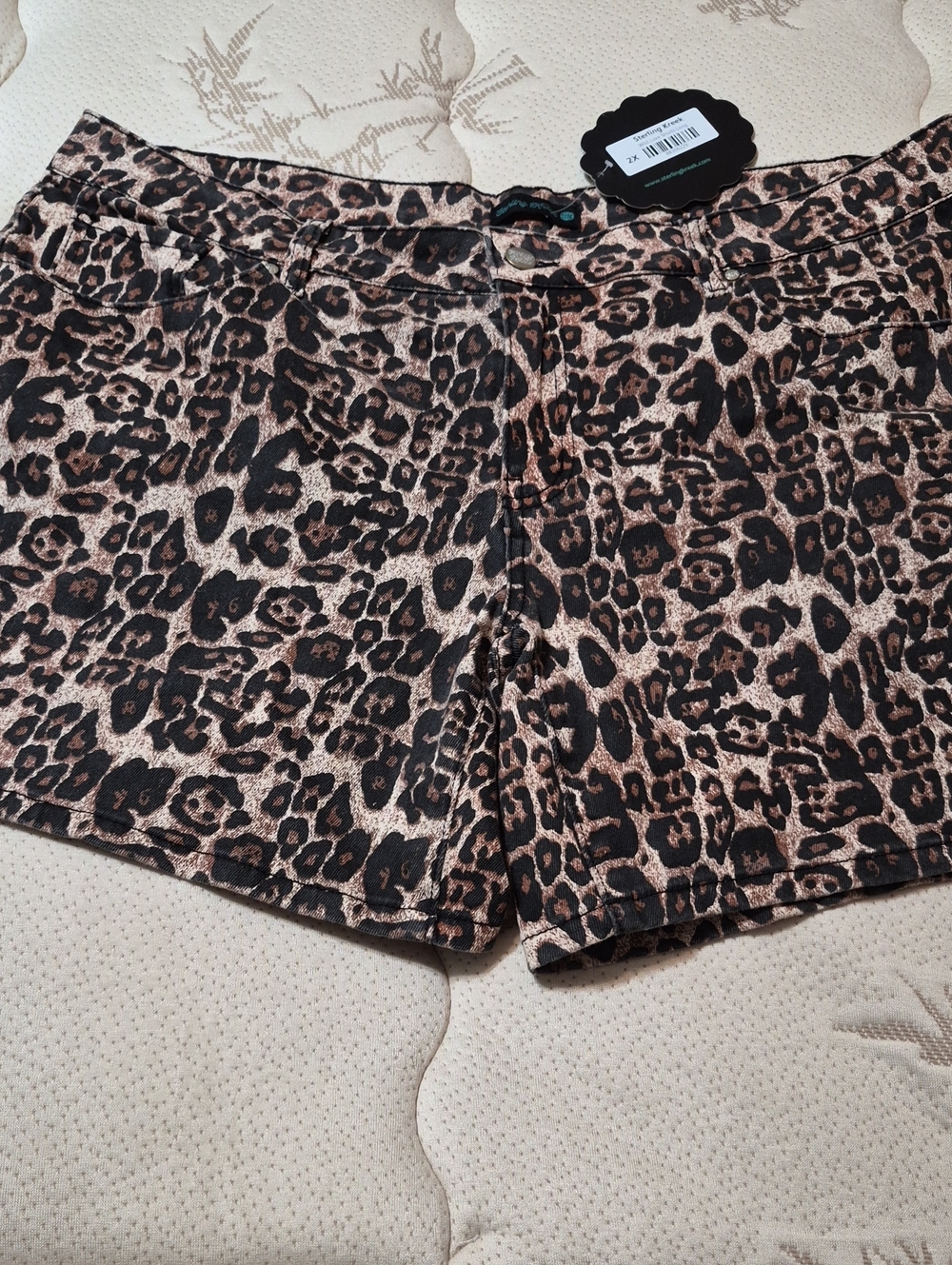High-Waist Leopard Print Women's Shorts - Brown/Cream